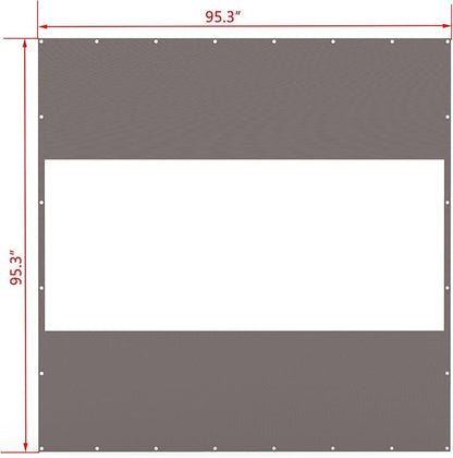 Domi Heavy Duty Outdoor Clear Panel Curtain, 18 oz Waterproof PVC Polyester Curtain, Weather Resistant & Tearproof for Patios, Gazebos, Pergolas, Privacy Screen (8'H x 8'W, Gray)