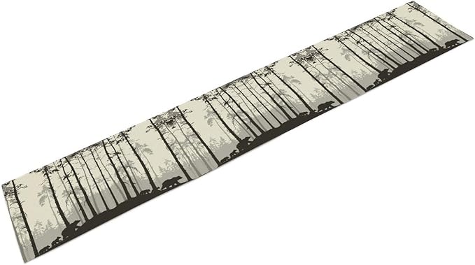 Retro Bear Table Runner, Rustic Foggy Forest Wild Animal Table Runner for Kitchen Dining Home Coffee Party 13x120in