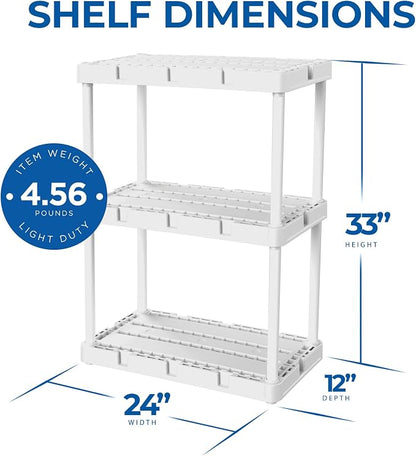 Gracious Living 3 Pack Light Duty Storage Shelves, Knect-A-Shelf 3-Shelf - Image 3