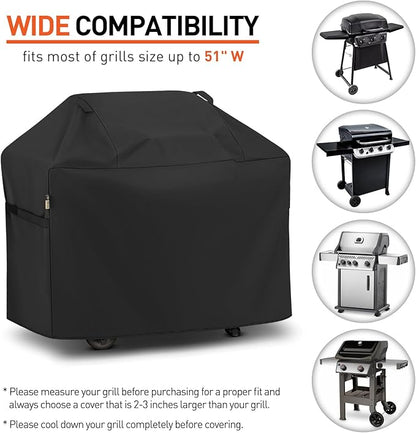Arcedo BBQ Grill Cover 53 Inch, Heavy Duty Waterproof Outdoor Gas Grill Cover, Fade Resistant Durable and Convenient Compatible with Charbroil Weber Spirit Nexgrill Napoleon