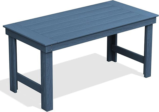 SERWALL HDPE Outdoor Dining Table, 67'' Patio Dining Table for Deck, Blue