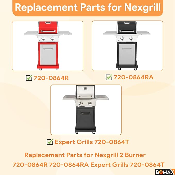 Grill Replacement Parts for Nexgrill 2 Burner 720-0864RA Nexgrill 720-0864R, Grill Grate, Grill Burner and Heat Plates for Nexgrill Replacement Parts 2 Burner, Grill Parts Kit for Nexgrill 720-0864R