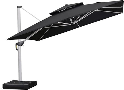 PURPLE LEAF Cantilever Patio Umbrellas 12' x 12' Large Double Top, 3-Yr by PURPLELEAF