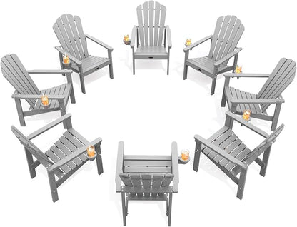 THOEOE Stackable Adirondack Chair Set of 8, Fire Pit Chairs Set of 8 | by THOEOE