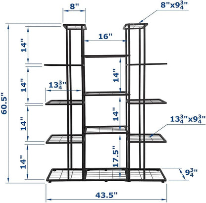 5 Tier 14 Potted Charcoal Grey Metal Large Plant Stand Indoor Outdoor Flower - Image 4