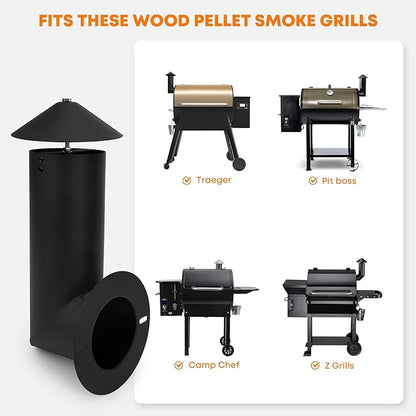 Stanbroil Pellet Grill Smoke Stack Compatible with Pit Boss, Traeger, Camp Chef and Other Pellet Smokers, Black