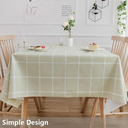 TruDelve Vinyl Tablecloth Rectangular Sage Green Plastic Tablecloths for Rectangle Tables Outdoor Table Covers Waterproof Tablecloth (54'' x 108'', Plaid-3)