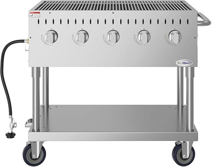 KoolMore 36 in. Commercial 5-Burner Mobile Outdoor Propane Grill in Stainless Steel (KM-CGM-36)