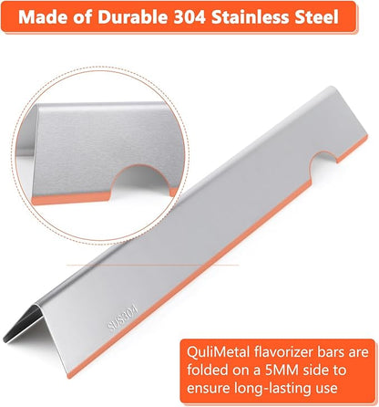 QuliMetal SUS304 Flavorizer Bars for Weber Genesis II/LX 300 Series, Genesis II E-310, II E-330, II E-335, II S-335, II LX S/E-340 (2017 and Newer) Gas Grills, Heat Plates Replacements for 66032/66795