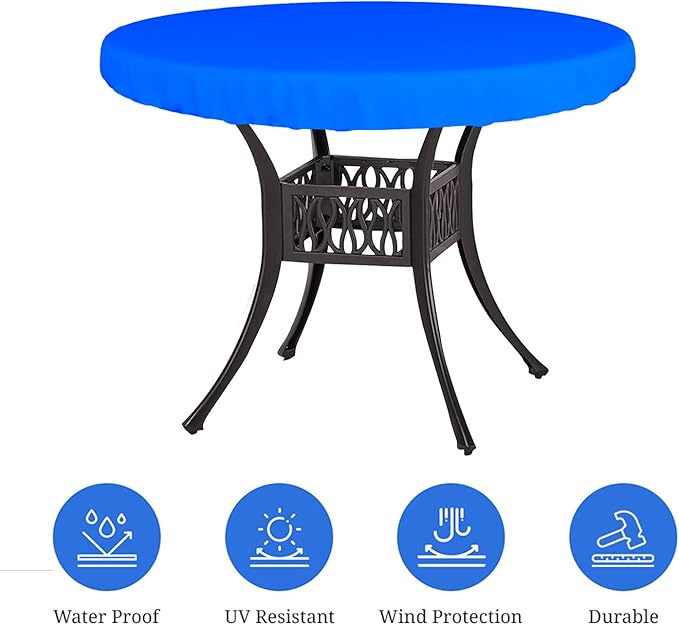 Covers & All Round Table Top Cover, 18 Oz Heavy Duty Waterproof UV & Weather Resistant Patio Table Cover, Outdoor Table Cover for Patio Outdoor Furniture & Coffee Table (41" Dia x 4” H Inches, Blue)