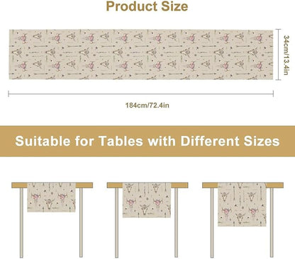 Western Boho Table Runner, Aztec Native Tribal Bull Skull Southwestern Bohemian Geometric Floral Pattern Table Runner for Home Kitchen Dining Party Farmhouse Cafe 13x108in