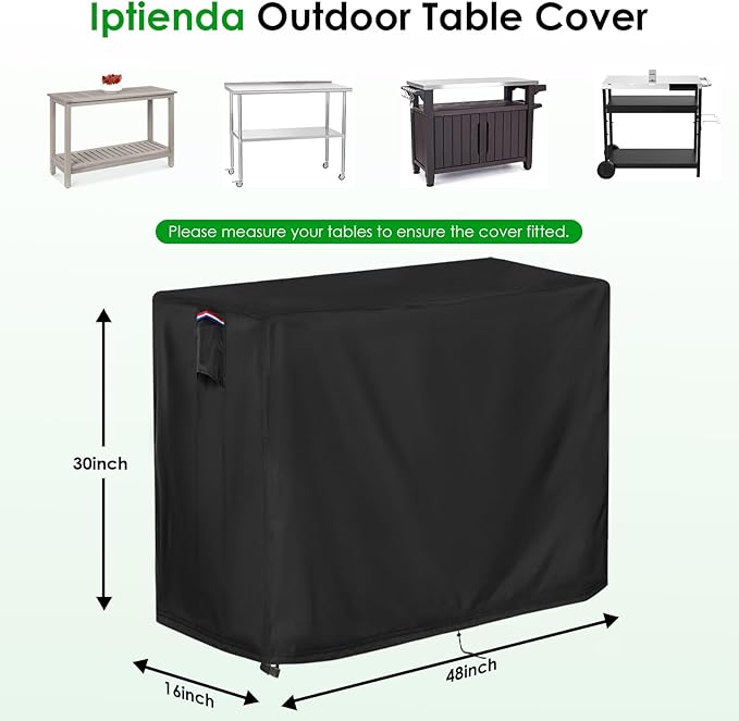 Outdoor Table Cover for Outdoor Bar Buffet Table, 48inch Patio Table Cover Waterproof for Bar Height Patio Furniture,Grill Cart-48"L x 16"W x 30"H