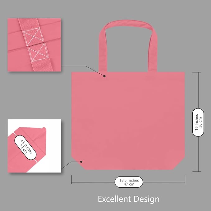 TOPDesign 3-Pack Super Strong Large 12oz Cotton Canvas Tote Bags, Reusable Grocery Shopping Cloth Bags, Fashionable Two-Tone Totes for Crafts, DIY Your Creative Designs
