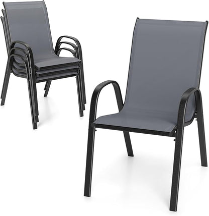 Tangkula Stackable Patio Dining Chairs Set of 4, Outdoor Armchairs by TANGKULA