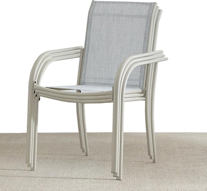 Stackable Patio Chairs Set of 8, Outdoor Dining Chairs - Image 3