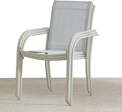 Stackable Patio Chairs Set of 4, Outdoor Dining Chairs - Image 2