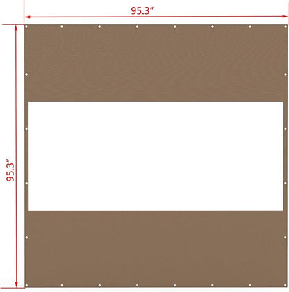 Domi Heavy Duty Outdoor Clear Panel Curtain, 18 oz Waterproof PVC Polyester Curtain, Weather Resistant & Tearproof for Patios, Gazebos, Pergolas, Privacy Screen (8'H x 8'W, Brown)