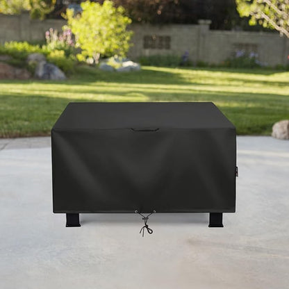 Unicook Square Fire Pit Cover 38 Inch, Heavy Duty Waterproof Fire Table Cover, Outdoor Firepit Protector with Drawstring and Handles, All Weather Protection, Black