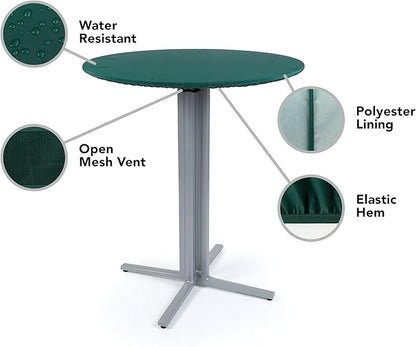 Covermates Classic Round Table Top Cover – All-Weather Outdoor Table Protection, Water-Resistant Vinyl, Elastic Hem, Mesh Vents, Patio Furniture Cover, Round 18-24 DIAMETER, Green