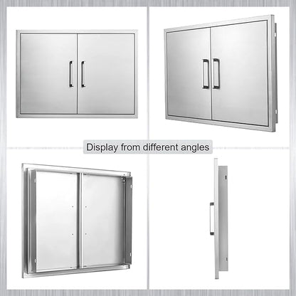 Outdoor Kitchen Door, 33" W21 H Outdoor Kitchen Access Door, Stainless Steel BBQ Double Door, Available for Outdoor Kitchen Island or Outdoor Kitchen