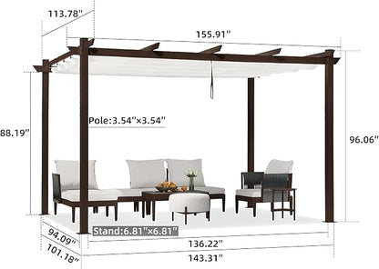 PURPLE LEAF Patio Pergola 10' x 13' Retractable Canopy Metal Frame, All-aluminum - Image 7