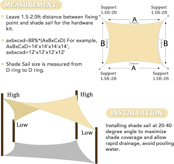 Shade&Beyond 8'x24' Sun Shade Sail Canopy Rectangle, UV Block Breathable Curved - Image 6