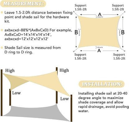 Shade&Beyond 8'x9' Sun Shade Sail Canopy Rectangle, UV Block Breathable Curved - Image 6