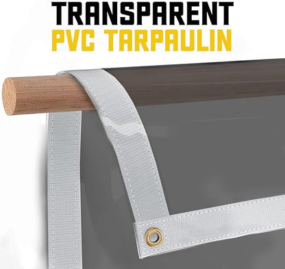 Core Tarps 30 Mil Extreme Heavy Duty Clear Tarp with Gromments - 10x20ft Super Clear Tarps Heavy Duty Waterproof Vinyl Tarpaulin, Transparent Tarp for Outdoor, Camping & Construction, Clear Grey
