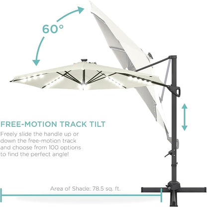 Best Choice Products 10ft Solar LED Cantilever Patio Umbrella, 360-Degree - Image 5