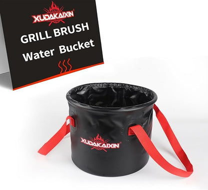 Grill Brush Collapsible Water Bucket for Grill Cleaning, Camping, and Outdoor Activities (Only Water Bucket No Grill Brush)-Black