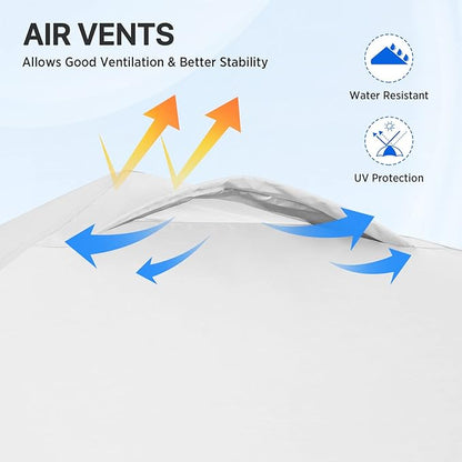 EAGLE PEAK Pop Up Canopy Tent with Wheeled Carry Bag, 8 Stakes, 4 Ropes, Easy Set Up Tent Canopy, 8x8 ft White