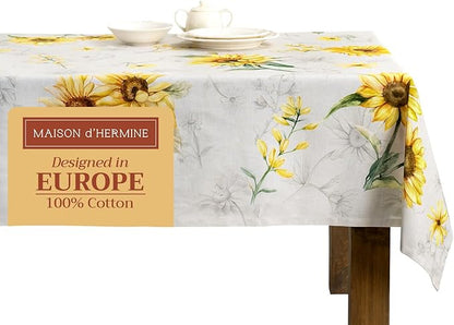 Maison d' Hermine Table Cloth Rectangle Table 100% Cotton 60 x 90 Inches Tablecloth Reusable Decorative Everyday Use for Dining Room, Farmhouse, Home, Party, Festive & Wedding Spring Summer - Candice