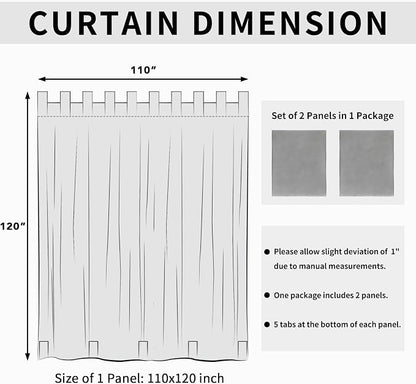 Easy-Going Outdoor Patio Curtains 2 Panels, 110x120 inch, Light Grey | Privacy - Image 6