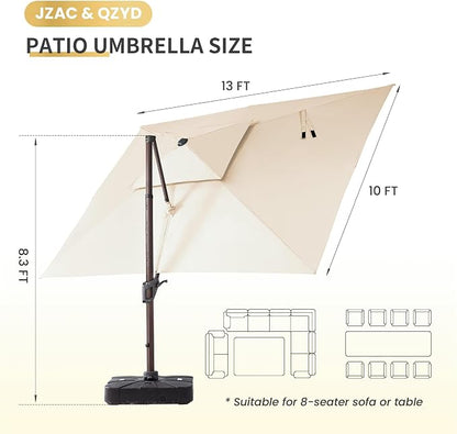 JZAC & QZYD 10x13 FT Cantilever Offset Patio Umbrella - Image 4