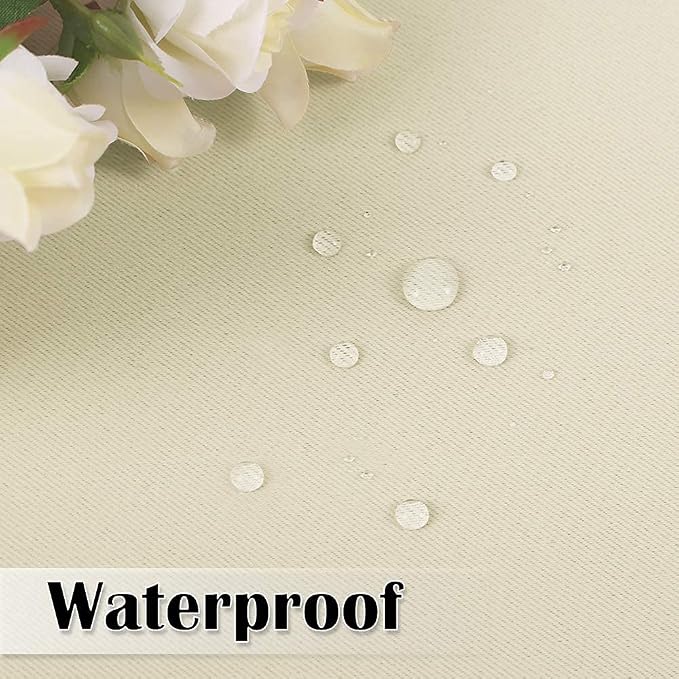 Patio Waterproof Curtains W52 x L108 Inch Natural Beige, 1 Panel | Extra Long - Image 5