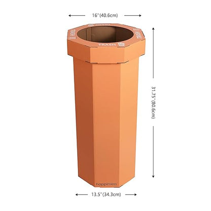 Eyely MPH1300B-SET2 Sal 25-Gallon Disposable Corrugated Cardboard Event Trash Can and Recycling Bin for BBQs, Beach, Parties & Events & Outdoor Activities, Carrot Cake (Set of 2)