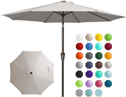 JEAREY 9FT Outdoor Patio Umbrella, Market Umbrella, Fog Gray | Outdoor Table by JEAREYOutdoorsCollection