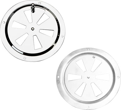 2PCS 5 Inch Grill Vents Round Butterfly Air Cover Ventilation Replacement Part, 316 Stainless Steel Marine Set for Increased Adjustable Airflow Small RV Hull Caravan Boat BBQ Damper Smoker Shed Stove