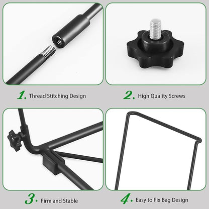 FEED GARDEN Trash Bag Holder, Outdoor Metal Leaf Bag Holder Stand, Garbage Bag Frame Holder for 30-45 Gallon Bags for Leaves, Camping, Yard Weeding, Lawn Party