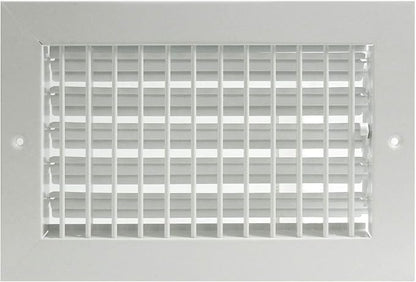 10"w X 8"h Adjustable AIR Supply Diffuser - HVAC Vent Cover Sidewall or Ceiling - Grille Register - High Airflow - White [Outer Dimensions: 11.75"w X 9.75"h]