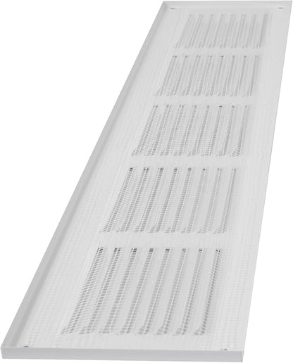 Repa Market Air Vent Cover 20x4 Inch (Outer Dimensions) White Galvanized Steel Louvered Grill Cover with Mesh Screen/Wall or Ceiling Vent/HVAC Register for Indoor and Outdoor Ventilation