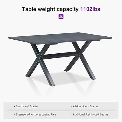 PURPLE LEAF 7 Pieces Outdoor Dining Set Patio Furniture Set with Large Aluminum Table and French Bistro Chairs for Garden Backyard Deep Blue Patio Dining Set