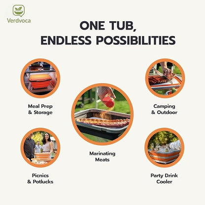 16L Black Collapsible BBQ Prep Tub with Locking Lids & 21 Inch Tyvek Brown BBQ Blanket for Resting Meat