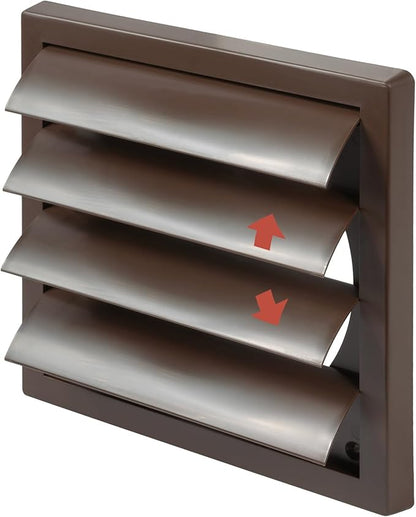 Plastic 6" Black Dryer Vent Cover with Flange - Exhaust Ventilation Grille with Shutters - Louvered Air Vent for Bathroom, Kitchen, Garage various Ventilation Systems Ø5.9" / 7.5" x 7.5"