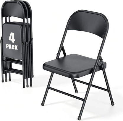 4 Pack All Metal Folding Chairs, Heavy Duty Foldable Chair Waterproof Resistant by HomePage