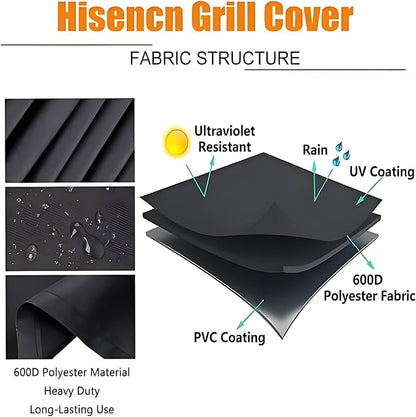 Hisencn Grill Cover for Pit Boss Austin XL, 600D Heavy Duty Pellet Smoker BBQ Cover for Pit Boss 1000 Series, 1000D3, 1000S, 1000SC, Rancher XL, 1100 Pro, 1150, Z Grill 1000 – UV & Fade Resistant