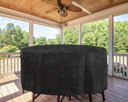 Kingling Patio Furniture Covers Waterproof, Round Patio Table Cover 72 inch Heavy Duty Outdoor Table Cover for Dining & Coffee Table Chair Set, Firepit Table All Weather Resistant--72''D x43''H(Black)