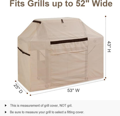 Outdoor BBQ Grill Cover 53''W x 25''D x 43''H Rip-Proof Waterproof Grill Covers for Patio