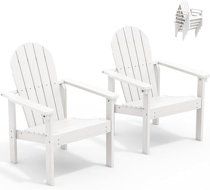 SERWALL HDPE Stackable Adirondack Chairs Set of 2, Space-Saving by SERWALL