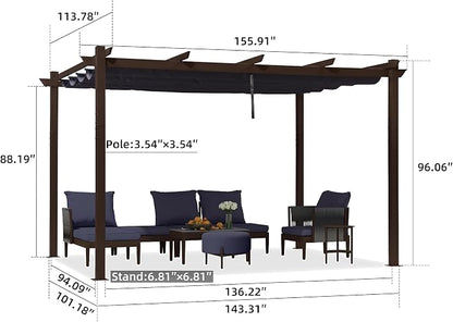 PURPLE LEAF Patio Pergola 10' X 13' Metal Retractable Canopy, All-aluminum - Image 6